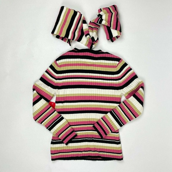 NWT Anne Klein Women's Petite Large Neapolitan Striped Rib Knit Sweater w/ Scarf - Picture 10 of 10